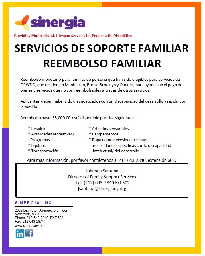 Image announcement for Servicios de Soporte Famliar Reembolso Familiar